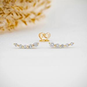 Pendiente individual de oro de 14K con diamante cultivado en laboratorio, tipo climber, con diseño de serpiente, de oro macizo, joyería elegante para mujer - Product Image 2