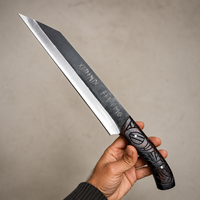 Couteau Viking Seax fait main en acier à haute teneur en carbone, lame fixe, couteau de chasse médiéval pour bushcraft avec étui en cuir, vente en gros