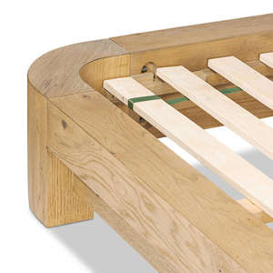 Mid-Century Modern Solid Wood Platform <b>Bed</b> with Leather Paneled Headboard King <b>Queen</b> <b>Size</b> Rustic Bedroom Furniture - Product Image 5