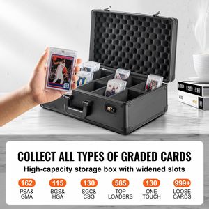 Scatola porta carte sportive graduate PSA da 162 pezzi, 5 scomparti con serratura codificata, divisori in schiuma, custodia in EVA con porta carte graduate, custodia da trasporto - Product Image 4