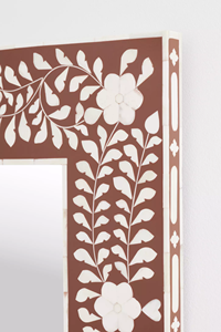 Floral Bone Inlay Large Elegant Bohemian Handmade Wall <b>Mirror</b> with Floral Pattern for Bathroom Use and Living Room Decor - Product Image 3