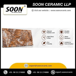 หินอ่อนแคลไซต์สีดำลายเขียวขัดเงาแบบเป็นมิตรกับสิ่งแวดล้อม SOON CERAMIC แผ่นใหญ่ ดีไซน์โมเดิร์นสำหรับตกแต่งผนังห้องนั่งเล่น รัฐราชสถาน แบบจำลอง 3 มิติ - Product Image 4