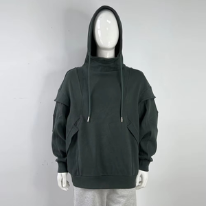 Sudadera con capucha de cuello alto, holgada y cómoda, estilo hip-hop, de forro polar, oversize, de gran gramaje - Product Image 3