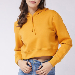 เสื้อฮู้ดครอปสีเหลืองมัสตาร์ดสำหรับผู้หญิง แบรนด์ BIG TEN APPAREL แขนยาว ผ้าถักผสมโพลีเอสเตอร์/คอตตอน สีพื้น สไตล์ HIGH STREET - Product Image 4