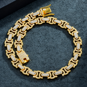 <b>925</b> <b>Silver</b> Lab Grown Diamond Two Tone Link <b>Chain</b> <b>Mens</b> Iced Out Luxury Statement Necklace - Product Image 1
