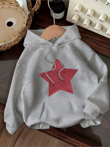 เสื้อฮู้ดซิปหน้าสำหรับผู้หญิงไซส์ใหญ่ ลายดาวสีแดง ผ้าฟลีซโพลีเอสเตอร์ 100% ป้องกันขนร่วง โลโก้ด้านหน้า แขนยาว - Product Image 1