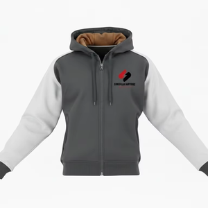 Sweat-shirt à capuche zippé pour homme, décontracté, avec manches contrastantes, en molleton de coton, chaud, vêtements de sport, fournisseur en gros - Product Image 1