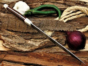 Cuchillo de Chef Damasco Hecho a Mano con Hoja de Acero al Carbono y Mango de Madera, Ambidiestro, 10-11.9 pulgadas, para Cortar en la Cocina y Preparar Alimentos - Product Image 6