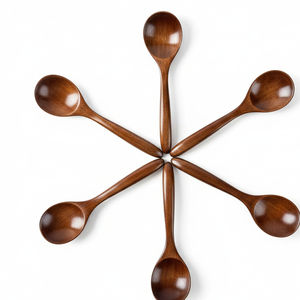 Cuillère en bois massif de haute qualité à finition lisse pour la cuisine, la préparation, le mélange et le service des aliments, ustensile sûr et durable - Product Image 1