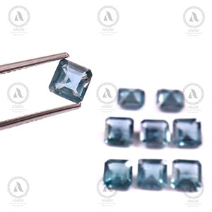 Topaze bleue de Londres 7x7 MM, taille carrée, pierre précieuse calibrée taille princesse, pierre libre pour bijoux fins, bague, pendentif, approvisionnement décembre - Product Image 1