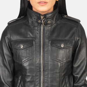 Veste de moto en toile respirante matelassée pour femmes, fermeture éclair sur toute la longueur des manches, couleur unie, vêtements d'hiver - Product Image 4