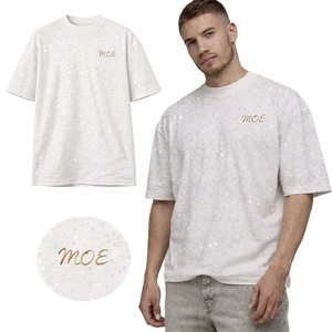 Camisetas personalizadas al por mayor para hombre, camiseta oversize con pedrería en toda la superficie, algodón premium de 350 g/m², ropa urbana de lujo, hombros caídos, camiseta ODM - Product Image 2