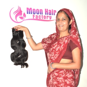 Extensiones de Cabello Humano Remy Indio de Onda Corporal con Corte Recto, Puntas Gruesas, Volumen Natural y Rebote Completo, Hechas a Máquina - Product Image 3