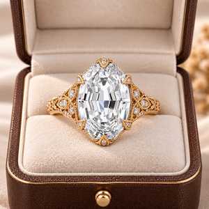 Bague de fiançailles en or massif 10K 14K 18K avec diamant de laboratoire ovale taille marche de 2 carats, certifiée IGI, couleur E, pour femme, bijoux fins - Product Image 6