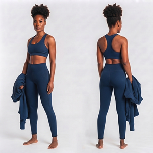 Ensemble de yoga 3 pièces : Veste d'entraînement à col montant, soutien-gorge dos nageur et legging haute compression - Product Image 6