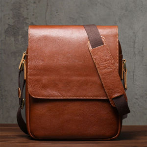 Vintage PU Leather Crossbody <b>Bag</b> <b>Brown</b> Chest <b>Satchel</b> Shoulder Messenger <b>Bag</b> Customizable Size Buckle Closure for Travel Work - Product Image 1