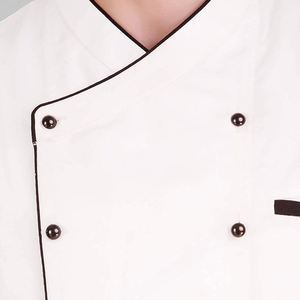 เสื้อเชฟแบบขายส่ง ยูนิเซ็กซ์ ผ้าโพลีเอสเตอร์ผสมคอตตอน ทออย่างดี แขนยาว คุณภาพสูง ชุดทำงานในครัว ชุดยูนิฟอร์มเชฟร้านอาหาร สำหรับผู้ชายและผู้หญิง - Product Image 2