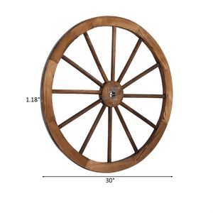Set di 2 Ruote di Carro in Legno Stile Old West da 30 Pollici, Decorazione da Parete per Giardino, Colore Marrone - Product Image 3