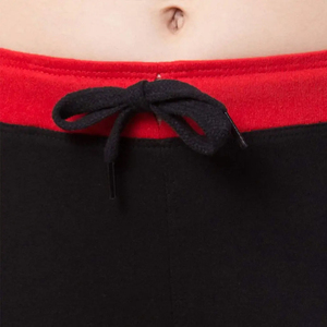 Leggings de yoga taille haute pour femme, noir avec bande latérale rouge, extensibles dans quatre directions, longueur intégrale, avec cordon de serrage, design color block uni - Product Image 4