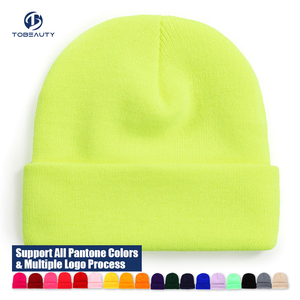 Hiver Logo personnalisé Broder Unisexe <span class=keywords><strong>Pas</strong></span> <span class=keywords><strong>Cher</strong></span> Tricoté Couleur Solide Chaud <span class=keywords><strong>Femme</strong></span> Homme Casquette Cachemire Blanc Acrylique Chapeau Bonnet - Product Image 1