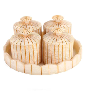 Modern Design For Dry Fruit Jar Set Ramadan <b>Eid</b> <b>Gift</b> Acrylic Resin Pearl Tray With Acrylic Jar 4 Pcs Set - Product Image 4