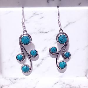 Boucles d'oreilles en argent sterling 925 avec turquoise et pierre de lune, design incroyable, prix de gros, bijoux en argent - Product Image 2