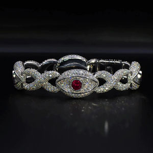 925 Sterling <b>Silver</b> Hip Hop Brilliant Cut VVS Lab Grown Moissanite Filled Iced Unisex IGI Certified Diamond <b>Bracelets</b> <b>Bangles</b> - Product Image 1