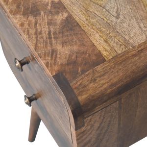 Legno massello Mini curvo grigio lavato comodino mobili artigianali per camera da letto - Product Image 6
