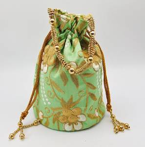 Embroidery <b>Potli</b> <b>Bag</b> Supplier for Bulk Wedding Orders Custom Embroidery <b>Potli</b> <b>Bag</b> Manufacturer for Export with needle work - Product Image 1