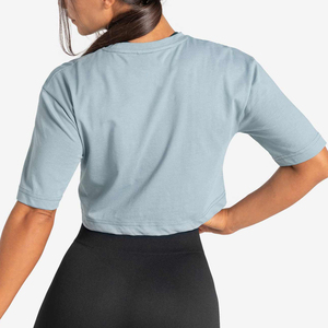Camiseta Corta de Cuello Redondo para Mujer, 100% Algodón, Holgada, con Hombros Caídos, Transpirable, Ecológica, Personalizada, Estilo Urbano - Product Image 4