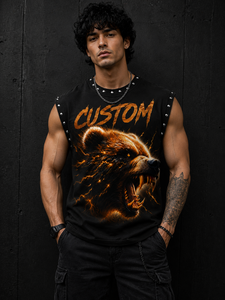 Glory Custom <b>Rhinestone</b> Graphic DTG Print Tank <b>Top</b> 100% Cotton Jersey Soft Fabric Vintage Style Sleeveless T Shirt For Unisex - Product Image 6