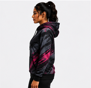 Sudadera con Capucha Personalizada para Mujer, Impresión por Sublimación, Patrón Geométrico, Rosa, Negro, Gris, Secado Rápido, Tejido de Poliéster, Manga Larga, OEM - Product Image 3