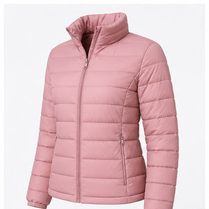 Premium Women's Lightweight Front Zipper Hooded Puffer Jacket Winter Warm <b>Quilted</b> Windproof Breathable Seamless Fusing Knitted - Product Image 1