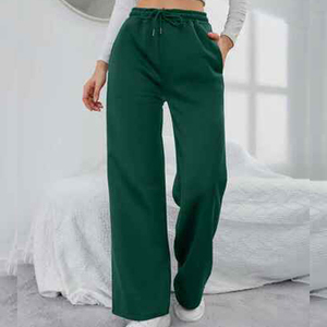 Women Casual High <b>Waist</b> Joggers Loose Fit Straight Leg Cotton <b>Trousers</b> <b>Elastic</b> <b>Waist</b> Drawstring Solid Color Pants Sportswear - Product Image 3