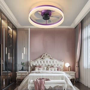 Ventilatori da Soffitto LED Moderni con Luci Dimmerabili e Design Sottile per Installazione a Incasso Colore Viola - Product Image 1