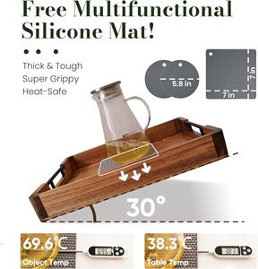 Bandeja de Madera Natural para Almacenamiento y Organización del Hogar, para Servir Aperitivos, Comidas, Té y Café, Disponible en Grandes Cantidades - Product Image 6