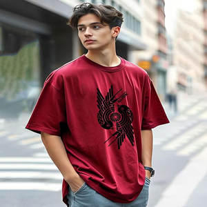 T-shirt personnalisé surdimensionné à épaules tombantes, t-shirt uni en vrac, t-shirt de haute qualité pour hommes - Product Image 2