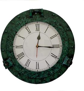 Antique Green Patina Marine Brass Ship Nautical Porthole <b>Clock</b> <b>Vintage</b> Nautical <b>Wall</b> <b>Clock</b> for Home Office Decor - Product Image 6