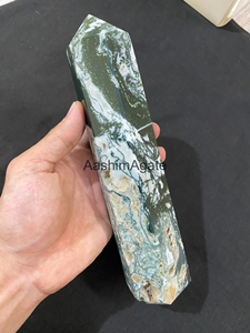 Obélisque en Agate Mousse Naturelle Polie, Pointe de Cristal, Pierre Précieuse, Tour Décorative, Cristal de Guérison, Vente en Gros - Product Image 1