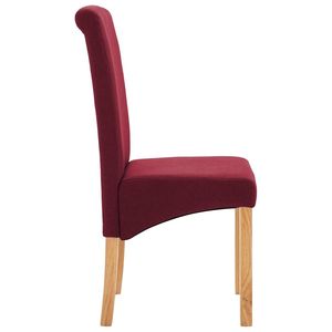 Ensemble de 4 chaises de salle à manger en tissu rouge avec structure en bois, style classique - Product Image 5