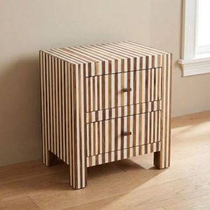 Cajón Lateral Decorativo con Incrustaciones de Hueso, Diseño de Mosaico Intrincado, Mueble Hecho a Mano, Adorno Moderno para Interiores del Hogar - Product Image 1