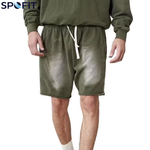 กางเกงขาสั้นผ้าฝ้ายย้อมสีซันเฟดสไตล์วินเทจสำหรับผู้ชาย ขอบดิบ ผ้าฝ้ายฟลีซ 100% ขายส่ง เสื้อผ้าสตรีทแวร์ กางเกงขาสั้นซันเฟดสำหรับเด็กผู้ชาย - Product Image 2