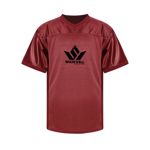 Maillot de football américain noir et rouge pour homme, col en V, manches courtes, maille sublimée respirante, numéro 18, vêtements d'équipe - Product Image 4
