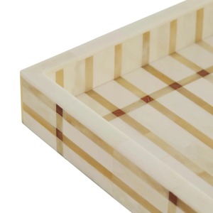 Plateau décoratif moderne minimaliste en os incrusté, motif vertical, thème végétal, fait main, multifonctionnel, pour Diwali, mariage, fête - Product Image 3
