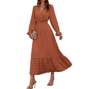 Women’s Swiss Dot Maxi <b>Dress</b>, Long Sleeve V-Neck <b>Bohemian</b> Spring <b>Summer</b> <b>Dress</b> for Casual, Vacation, Beach, and Everyday Wear - Product Image 2