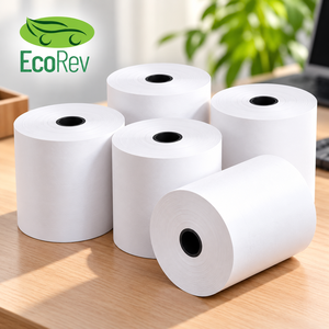EcoRev Lot de 5 rouleaux de papier thermique blanc, papier d'impression de reçus écologique - Product Image 1
