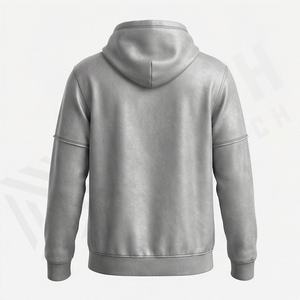 Hoodie surdimensionné élégant pour homme, design vintage délavé avec poche avant, confortable, personnalisable pour l'hiver. - Product Image 2