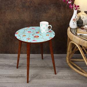 Mesa Auxiliar Redonda de Madera de Mango, Resistente y Estable, Hecha a Mano - Product Image 1