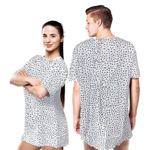 Unisex abiti da ospedale in cotone Polycotton abiti da allattamento per adulti bianchi chiusure a scatto davanti-dietro a maniche corte abiti per pazienti premaman - Product Image 1