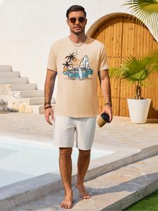 เสื้อยืดลายกราฟิกสไตล์ฮาวายสำหรับผู้ชาย ทรงหลวม คอกลม ใส่สบายในฤดูร้อน รับผลิตตามสั่งจำนวนมาก - Product Image 4